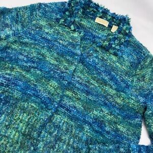 Lord & Taylor Knit Wool Blue Cardigan : Size Large